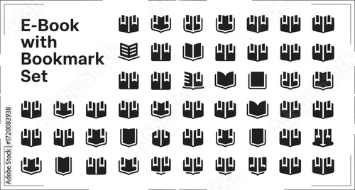 E-book bookmark icon bundle set for digital reading convenience