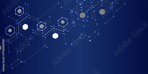 Abstract background with blue hexagon, stock vector