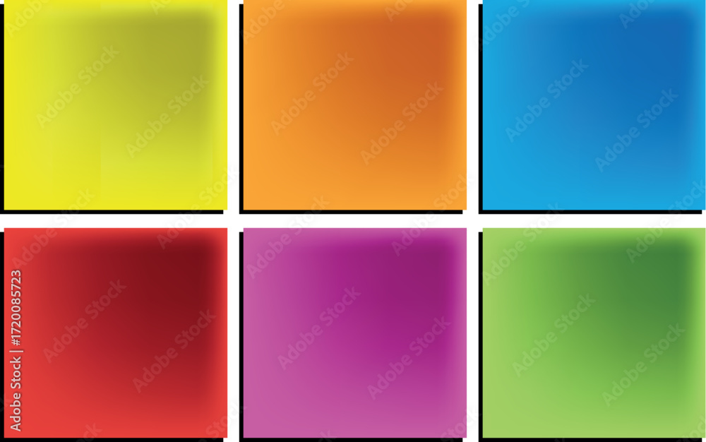Fototapeta premium Colorful Square Button Vector Set – Glossy Web Icons, Business Card Templates, Orange and Green Labels, Blank Paper Frames, Empty Boxes, Banner Design Elements, Modern Glossy Buttons for Web and Graph