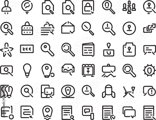 search and document icon bundle se Diverse hand drawn digital applications