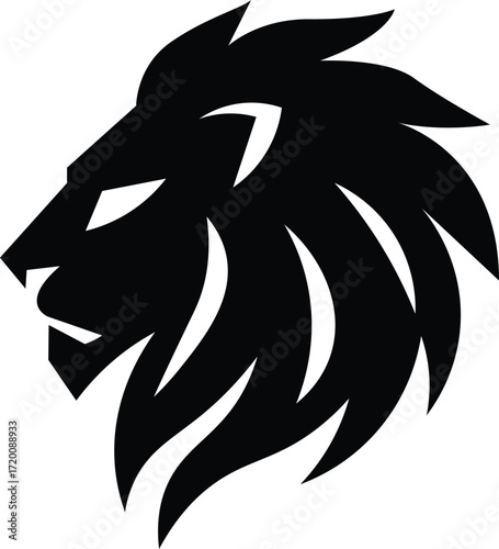 Vector art of lion head silhouette, a symbol of courage logo