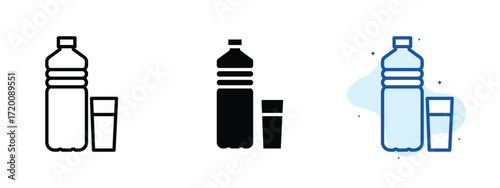 Set of pixel perfect colored Water bottle icon.eps , 1 Silhouette, 1 Unexpanded, Water bottle icon symbolizing hydration.