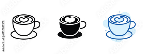 Set of pixel perfect colored Cappuccino icon.eps , 1 Silhouette, 1 Unexpanded, Cappuccino icon showing a coffee cup with foam.