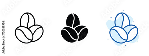 Set of pixel perfect colored Coffee beans icon.eps , 1 Silhouette, 1 Unexpanded, Coffee beans icon representing raw coffee seeds.