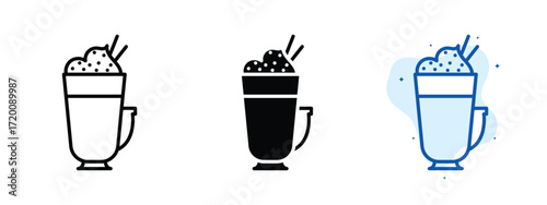 Set of pixel perfect colored Coffee latte icon.eps , 1 Silhouette, 1 Unexpanded, Coffee latte icon with creamy milk and espresso blend.