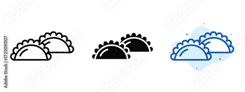 Set of pixel perfect colored Dumplings icon.eps , 1 Silhouette, 1 Unexpanded, Dumplings icon representing Asian food stuffed pastry.