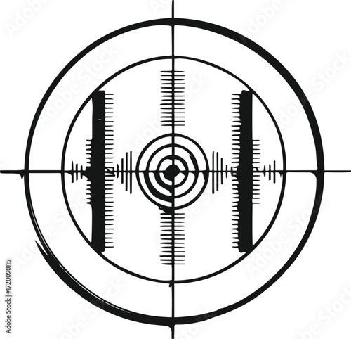 Circular music equalizer line art, black lines, symmetric design 2