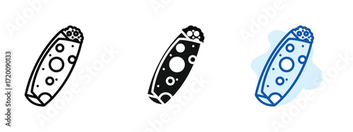 Set of pixel perfect colored Enchiladas icon.eps , 1 Silhouette, 1 Unexpanded, Enchiladas icon symbolizing Mexican tortilla food.