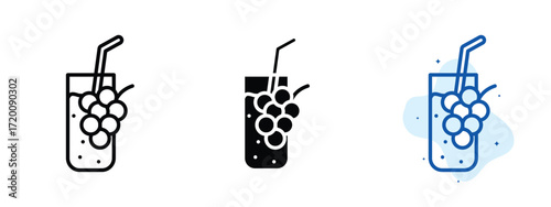 Set of pixel perfect colored Grape juice icon.eps , 1 Silhouette, 1 Unexpanded, Grape juice icon showing purple fruit drink.