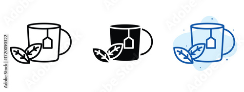 Set of pixel perfect colored Green tea icon.eps , 1 Silhouette, 1 Unexpanded, Green tea icon showing hot healthy beverage.