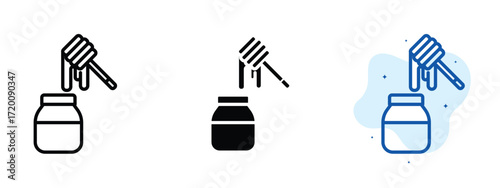 Set of pixel perfect colored Honey icon.eps , 1 Silhouette, 1 Unexpanded, Honey icon representing natural sweet product.