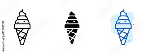 Set of pixel perfect colored Ice cream icon.eps , 1 Silhouette, 1 Unexpanded, Ice cream icon representing cold dessert cone.
