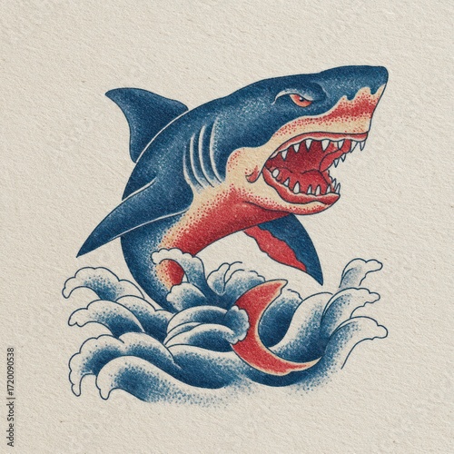 Angry shark illustration