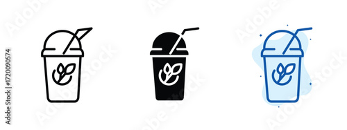 Set of pixel perfect colored Matcha latte icon.eps , 1 Silhouette, 1 Unexpanded, Matcha latte icon representing green tea drink.