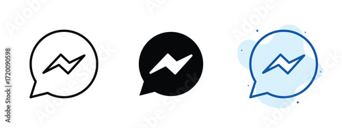 Set of pixel perfect colored Messenger icon.eps , 1 Silhouette, 1 Unexpanded, Messenger icon symbolizing chat platform logo.