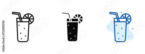 Set of pixel perfect colored Orange juice icon.eps , 1 Silhouette, 1 Unexpanded, Orange juice icon showing a glass of citrus drink.
