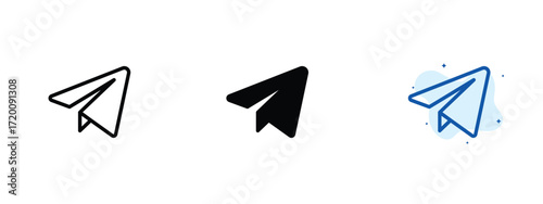 Set of pixel perfect colored Telegram icon.eps , 1 Silhouette, 1 Unexpanded, Telegram icon representing messaging app logo.
