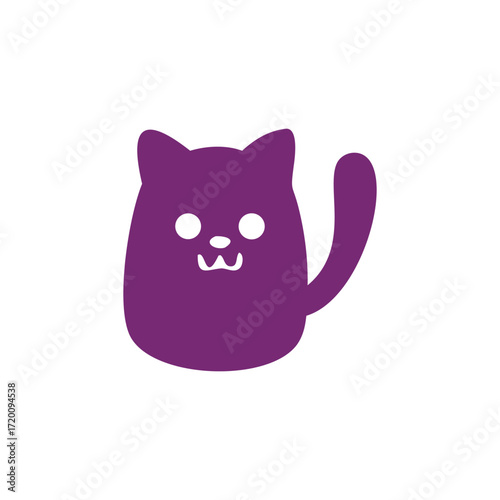 Cute purple cat waving isolated on white background a delightful and whimsical illustration of a feline friend