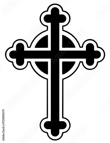 Celtic cross with circle, Christian symbol of eternity, unity of heaven and earth, and sun of Christ