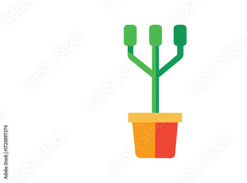 gardening tools in green pot
