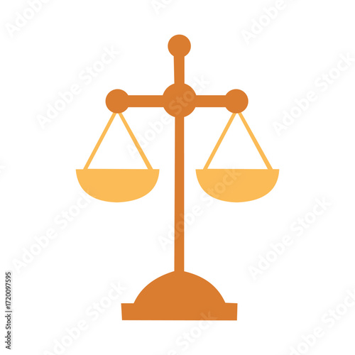 Illustration of a balanced scale of justice isolated on white background, symbolizing fairness and legal equilibrium