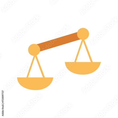 Illustration of an unbalanced scale of justice isolated on white background, representing inequality and legal imbalance