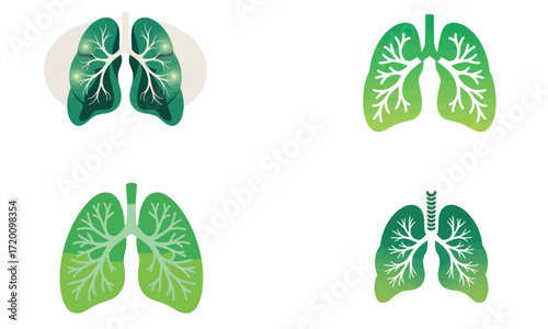 Healthy green lungs illustration with medical and biology concept 
