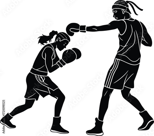 Boxing Punch Block Sports Silhouette Illustration