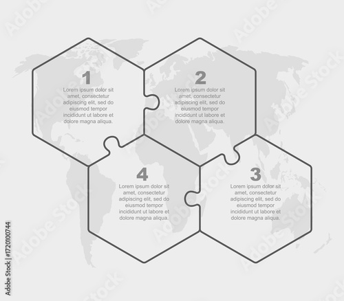 Puzzle diagram infographic process on 4 steps