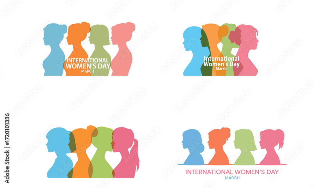 Fototapeta premium Colorful women silhouettes for international womens day celebration design