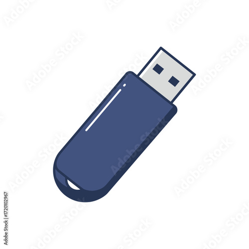 Vector art of blue usb flash drive, a portable storage device for data transfer and backup