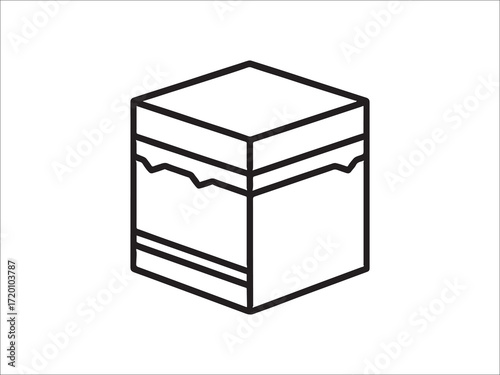 Kaaba Outline Icon in Mecca Saudi Arabia Vector Illustration Graphic