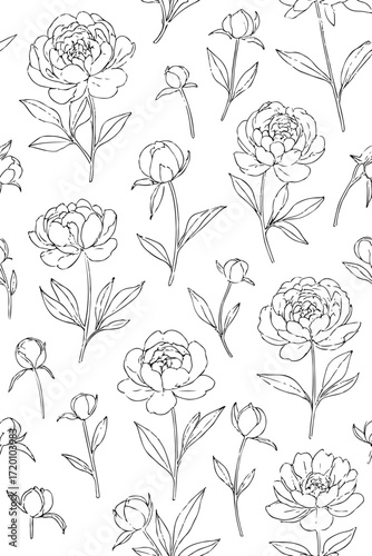 peonies and buds pattern