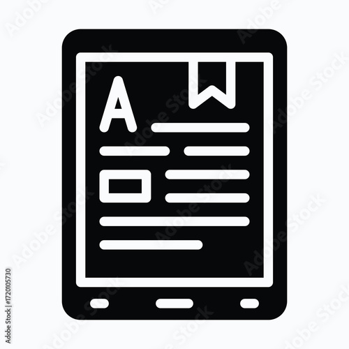 Article or News on Smartphone Screen Isolated Vector Silhouette Style Icon,