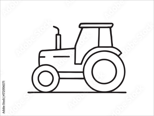 Minimalist tractor illustration outline agricultural machinery farm equipment vector graphic