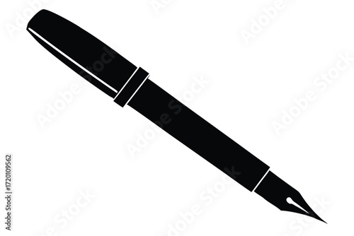 fountain pen vector icon silhouette