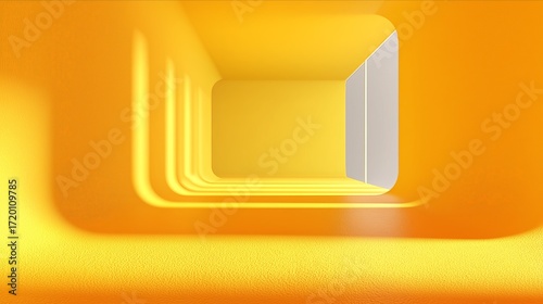 A vibrant, abstract representation of a yellow space creating a sense of depth.