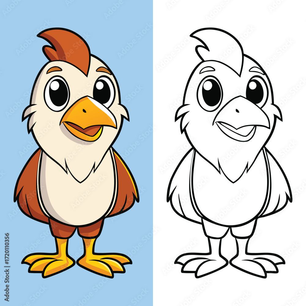 Obraz premium hawk coloring page for kids. Vector cartoon character. Educational game. educational worksheets for kindergarten.