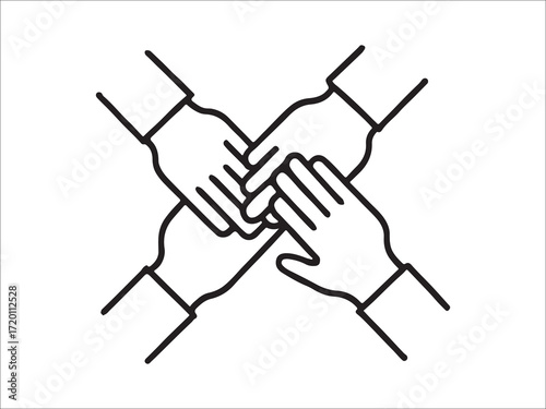 Teamwork concept illustration showing unity strength and collaboration hands together