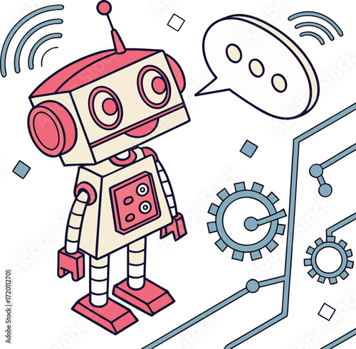 Neon-Lit AI Chatbot with Techy Speech Bubbles on Virtual Interface