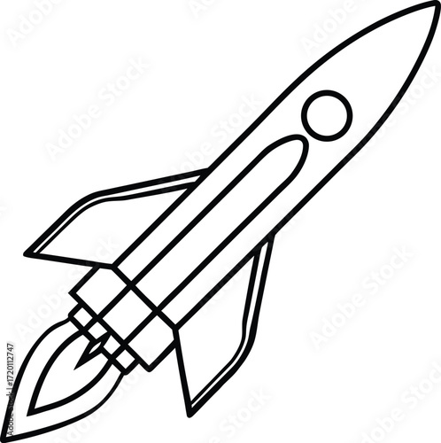A stylized hand-drawn space rocket vector illustration using a pen tool and pencil sketch for design and art,style,pattern,craftsmanship,handmade