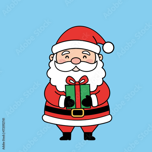 Papai Noel segurando uma caixa de presentes