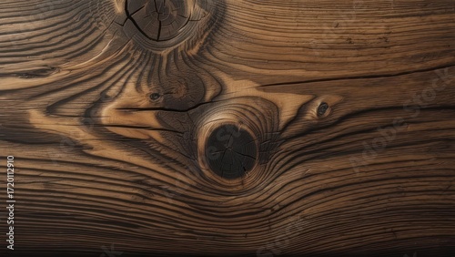 Stunning close-up reveals rustic, weathered wood grain with deep knots, showcasing natural texture and vintage charm for background design.