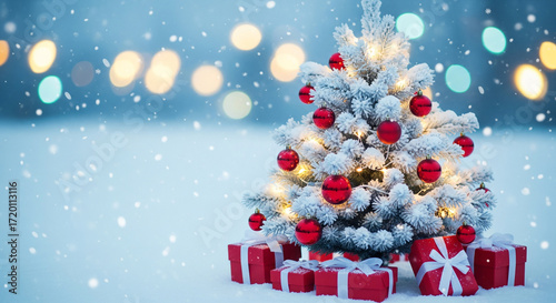 christmas tree and snowflakes
