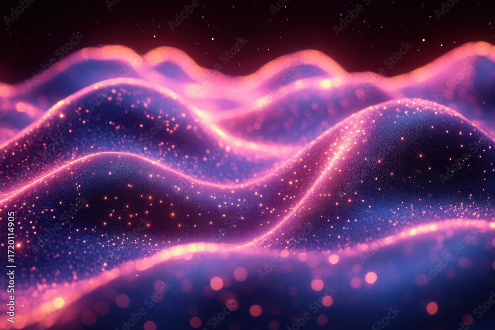 Obraz premium Glowing waves create an abstract background.