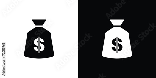 Duo tone money bag icon with dollar sign