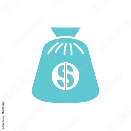 Turquoise money bag with dollar sign icon