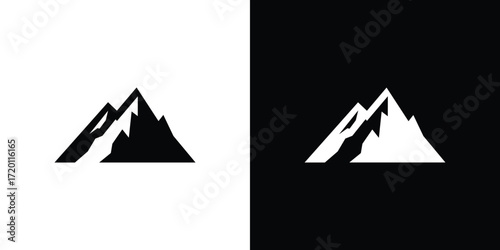 Dual tone mountain peak silhouette icon