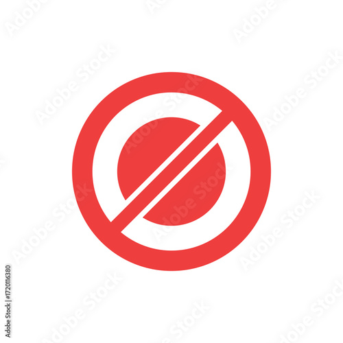 Red circle with diagonal slash and solid red circle icon