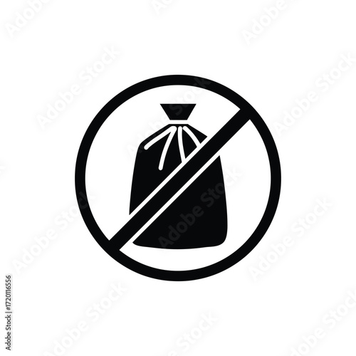 No trash bag icon prohibition symbol for waste disposal